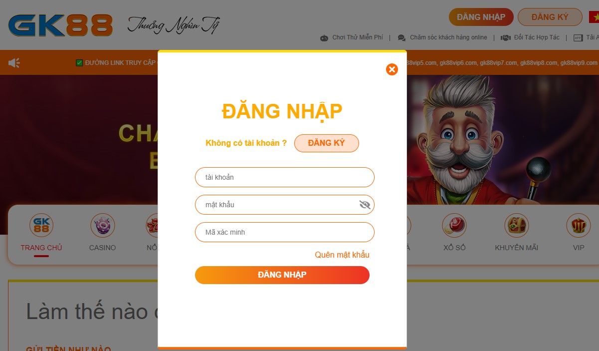 Hướng dẫn đăng nhập vào tài khoản GK 88